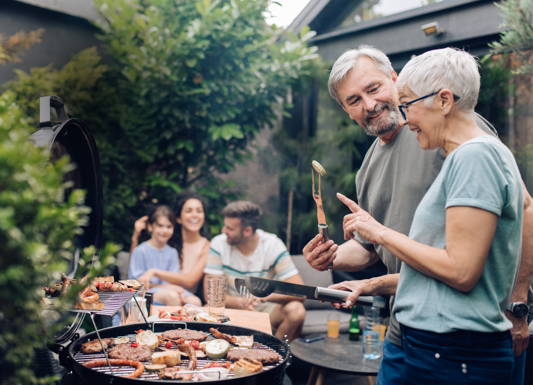 family at barbeque