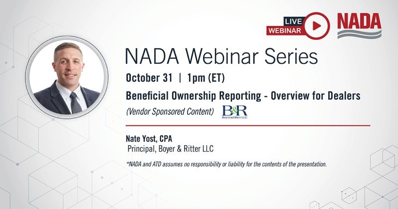 NADA Webinar Series  Beneficial Ownership Reporting